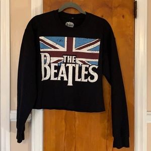 Black Cropped Beatles Sweatshirt